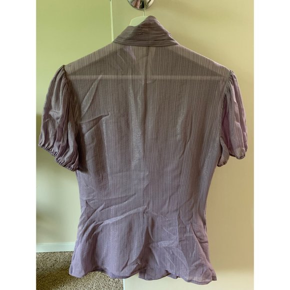 Shimmery Violet Blouse with Neck Tie - Picture 3 of 5